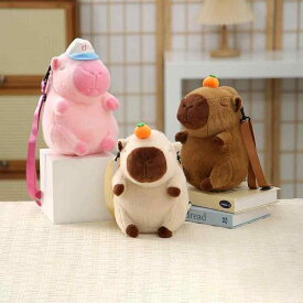 ぬいぐるみリュック キッズ 子供用 カピバラ クマ キャラクター ふわふわ もこもこ マスコット ビッグサイズ 大きめ 軽量 普段使い お出かけ 通学 ダークブラウン ベージュ ピンク系