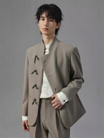 スーツ メンズ 新中国風 チャイナジャケット スタンドカラー セットアップ 高級感 ポリエステル ゆったり リラックスフィット 春秋 結婚式 フォーマル カジュアル オケージョン