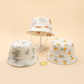 帽子 キッズ 男の子 女の子 1歳 2歳 3歳 春秋 日よけ UVカット 防風 ガーゼ バケットハット 短いつば ラウンドトップ かわいい キャラクター