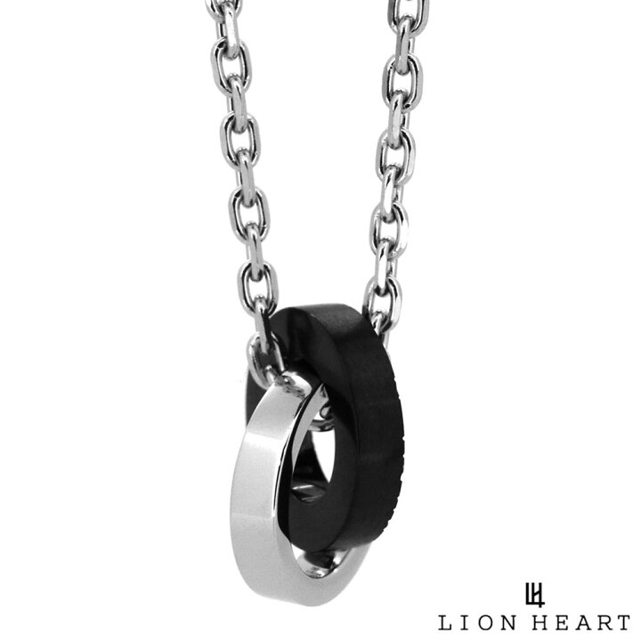 楽天市場 ライオンハート トライ ネックレス ロゴ ダブルリング サージカルステンレス ブラック 黒 メンズ ブランド Lion Heart Wayng