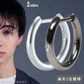 ライオンハート スキニー フープピアス サージカルステンレス 金属アレルギー対応 ガンメタブラック 黒 シルバー ジルコニア 片耳用 1点売り メンズ ブランド LION HEART