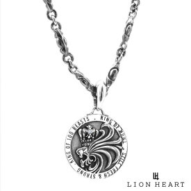 ライオンハート ロイヤル メダル ネックレス シルバー925 クリアジルコニア キバチェーン メンズ ブランド LION HEART