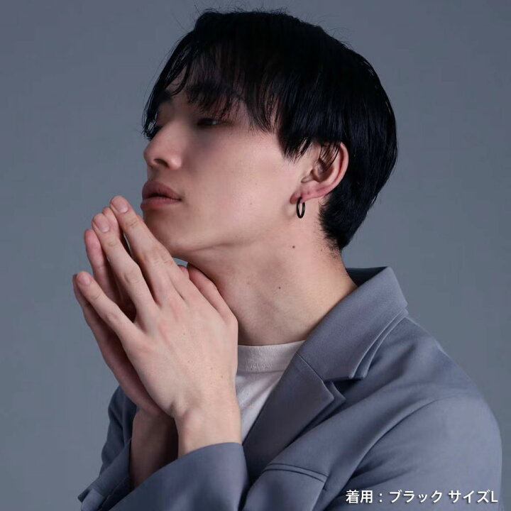 楽天市場 ライオンハート Lion Heart プレーン フープ ピアス サージカルステンレス ブラック 黒 L メンズ ブランド Wayng