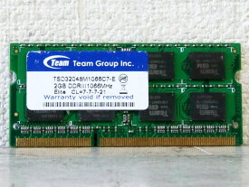 TSD32048M1066C7-E Team 2GB PC3-8500 DDR3-1066 SODIMM 204pin【中古】