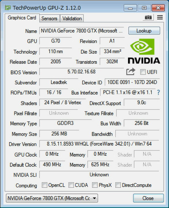 楽天市場】LEADTEK GeForce 7800 GTX 256MB DVI*2/TV-out PCI Express 