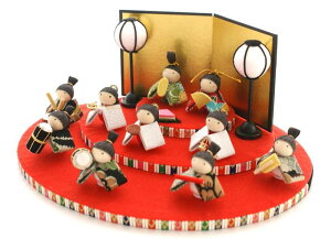 【ひな祭り飾り置物】ちりめん雛あそび三段飾り金屏風付