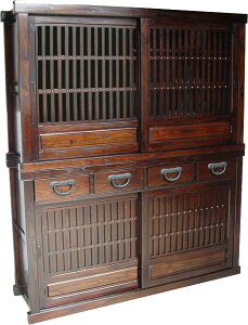 民芸家具 水屋 5尺サイズ 全国送料無料 代引き不可 タンス 木製 食器入 和家具 メーカー直送玄関渡し"民芸家具水屋5尺サイズタンス"