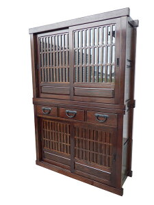 民芸家具 水屋 4尺サイズ 全国送料無料 代引き不可 タンス 木製 食器入 和家具 メーカー直送玄関渡し"民芸家具水屋4尺サイズタンス"