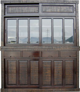 民芸家具 水屋 5尺サイズ 全国送料無料 代引き不可 タンス 木製 食器入 和家具 メーカー直送玄関渡し"民芸家具水屋5尺サイズタンス"