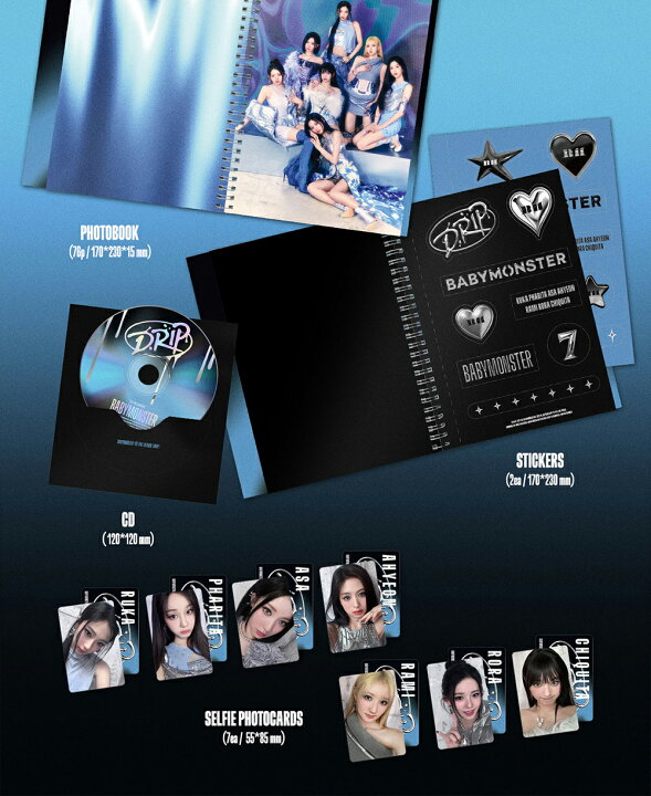 楽天市場】BABYMONSTER ベイビーモンスター DRIP / 1st FULL ALBUM BABYMONSTER DRIPmakestar105枚限定 トレカ ７枚セット