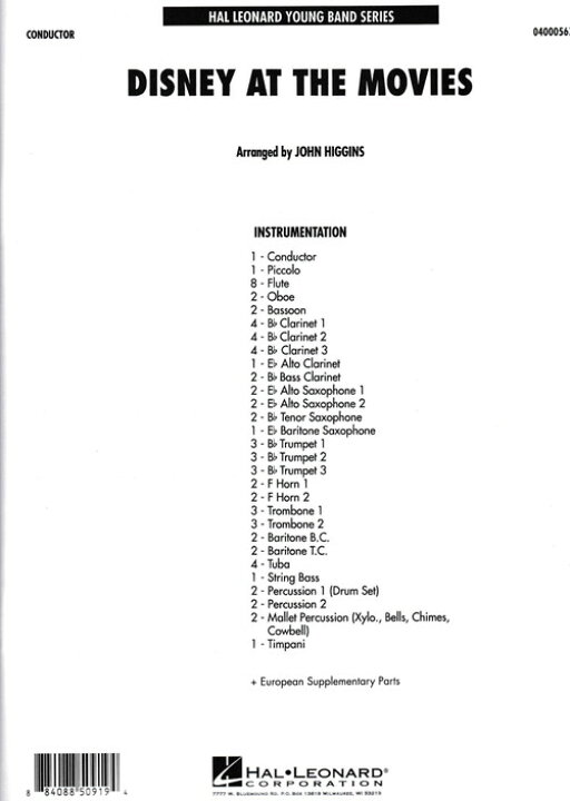 楽天市場 楽譜 ディズニー アット ザ ムービー 編曲 ジョン ヒギンズ 吹奏楽 フルスコアのみ 吹奏楽cd楽譜 Wbp Plus