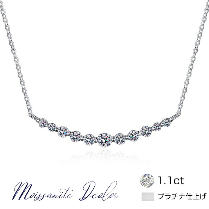 楽天市場】ネックレス レディース 豪華1.1ct プラチナ仕上げ ライン 
