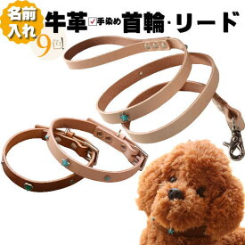 犬 首輪 リード セット 革 名入れ ネーム入り 本革 ジュエリー 首輪 リードセット 中型犬 名入れ 名前入り 犬用リード 犬首輪 犬の首輪 リード 皮 迷子防止 おしゃれ かわいい フレンチブルドッグ ビーグル 柴犬 レザー 送料無料 日本製 おすすめ ギフト プレゼント