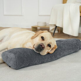 EMME ペット抱き枕 あごのせ枕 ロング ペットベッド用 ロングピロー ロングまくら シェニール生地 ふわふわ 犬用 猫用 洗える ゴム調整付き 小型 中型 子犬 老犬 グレーブルー 茶色 S M L XLサイズ 送料無料