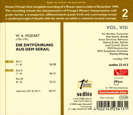 Mozart / Rias Symphony Orchestra / Fricsay - Die Entfuhrung Aus Dem Serail CD アルバム 【輸入盤】