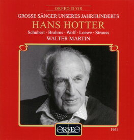 Hans Hotter / Walter Martin - Grosse Sanger Unseres Jahrhunderts (Live 1961) CD アルバム 【輸入盤】