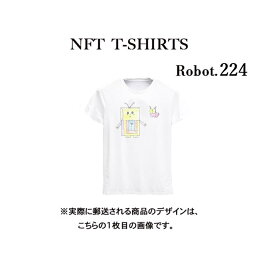 Robot224 NFT Tシャツ wearable社オリジナル ビッグTシャツ ジム ヨガ ランニング ダンス 白 ロゴ 吸水速乾 ゆったり スポーツウェア 子供が描いた絵 デザイン ロボット ユニセックス