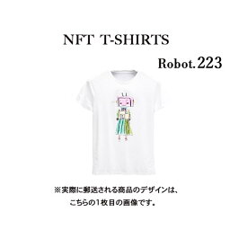 Robot223 NFT Tシャツ wearable社オリジナル ビッグTシャツ ジム ヨガ ランニング ダンス 白 ロゴ 吸水速乾 ゆったり スポーツウェア 子供が描いた絵 デザイン ロボット ユニセックス