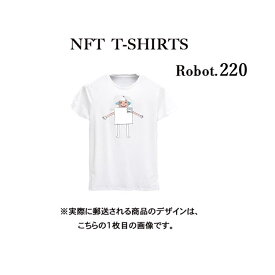 Robot220 NFT Tシャツ wearable社オリジナル ビッグTシャツ ジム ヨガ ランニング ダンス 白 ロゴ 吸水速乾 ゆったり スポーツウェア 子供が描いた絵 デザイン ロボット ユニセックス