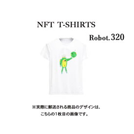 Robot320 NFT Tシャツ wearable社オリジナル ビッグTシャツ ジム ヨガ ランニング ダンス 白 ロゴ 吸水速乾 ゆったり スポーツウェア 子供が描いた絵 デザイン ロボット ユニセックス