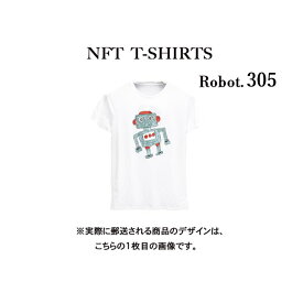 Robot305 NFT Tシャツ wearable社オリジナル ビッグTシャツ ジム ヨガ ランニング ダンス 白 ロゴ 吸水速乾 ゆったり スポーツウェア 子供が描いた絵 デザイン ロボット ユニセックス