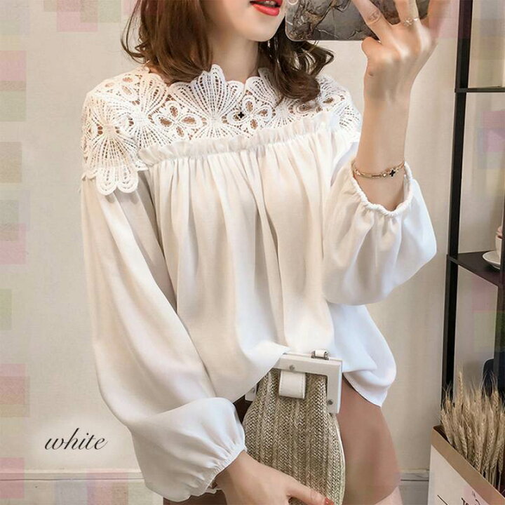楽天市場】ブラウス レディース レースシフォンブラウス 高品質 長袖  