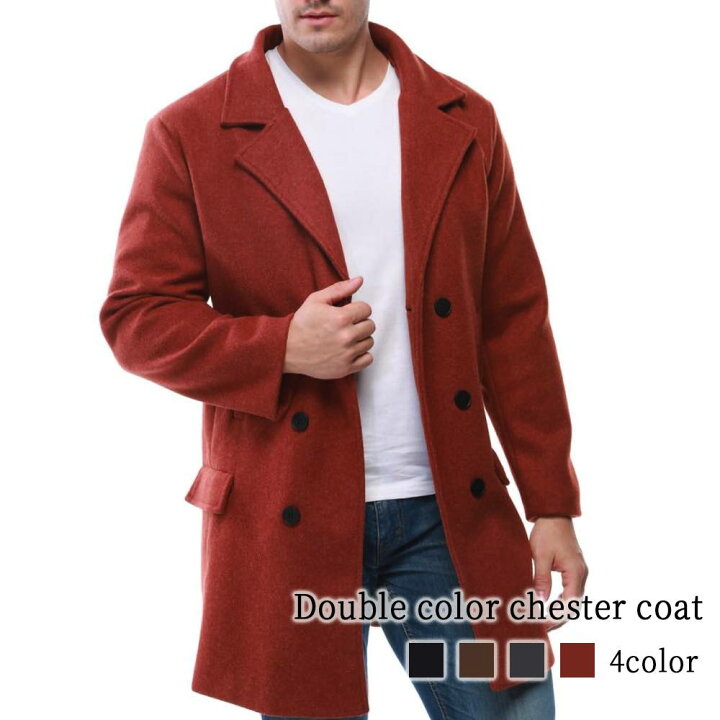 楽天市場】チェスターコート メンズ ダブルカラーチェスターコート  