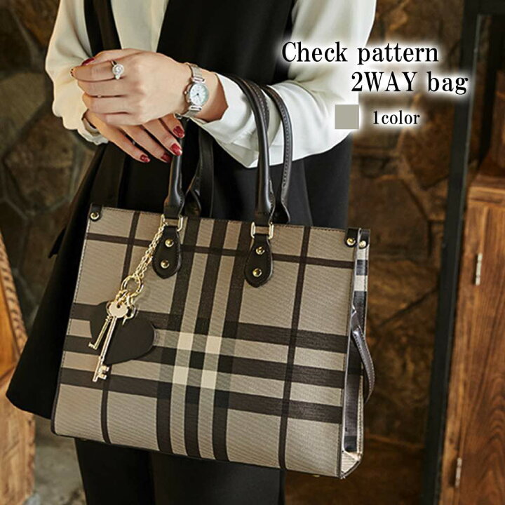 楽天市場】ハンドバッグ レディース チェック柄2wayバッグ 冬 布 