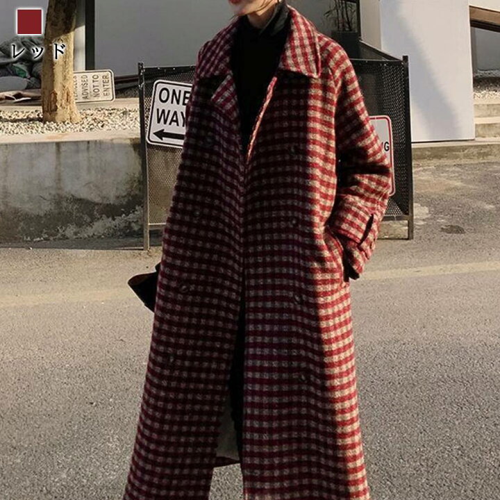 楽天市場】チェスターコート レディース チェック柄ロングチェスター  