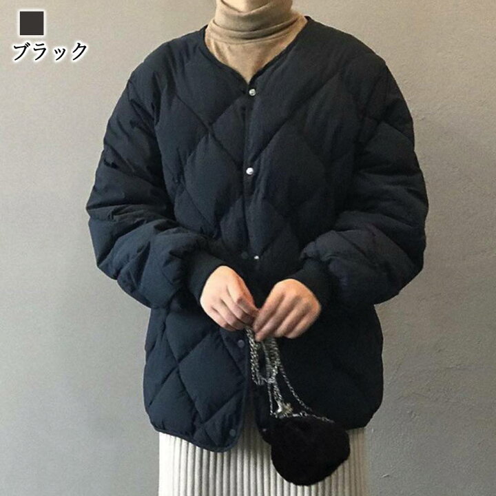 楽天市場】ダウンジャケット レディース ノーカラーダウンジャケット 