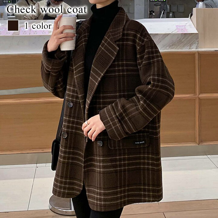 楽天市場】チェスターコート レディース チェックウールコート 人気  