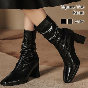 ブーツ レディース スクエアトゥブーツ ミドル レースアップ ウォーキング レザー 靴 ショート 軽量 撥水 防寒 厚底 歩きやすい 滑らない おしゃれ 本革 革 スニーカー 4E ロング 軽い ヒール