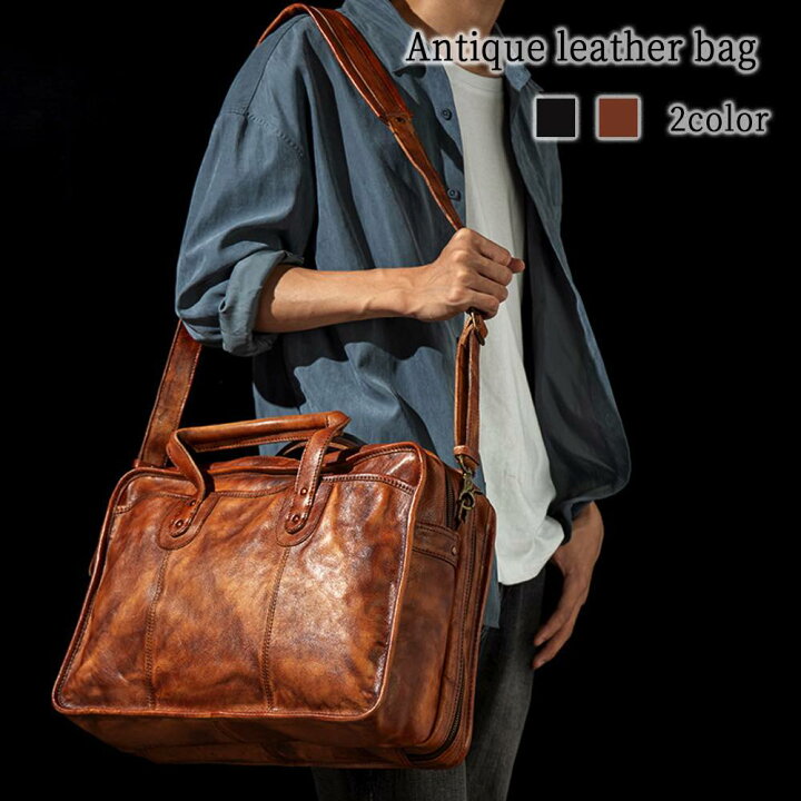 楽天市場】ショルダーバッグ メンズ アンティークレザーバッグ 多収納  
