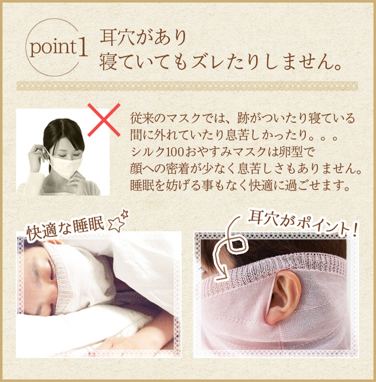 シルク100おやすみマスク2枚セットシルクマスク日本製就寝用マスクシルク