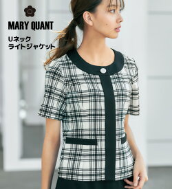 【MARY QUANT】夏のモノトーン柄のサマージャケット　サマーウェア　ストレッチ　事務服　ユニフォーム【5号-17号】