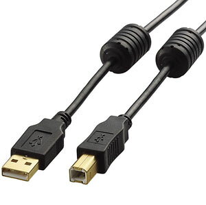 �G���R�� ELECOM �m�C�Y�ɋ����t�F���C�g�R�A�t��USB2.0�P�[�u��[5.0m] U2C-BF50BK