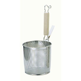 UK18-8パンチング木柄底平煮ざる 中