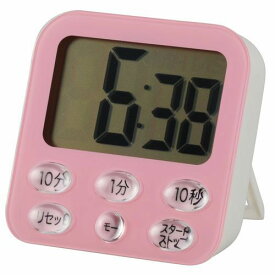 オーム電機 ガラストップ冷蔵庫対応 吸盤付き 時計付き大画面デジタルタイマー ピンク COK-T140-P