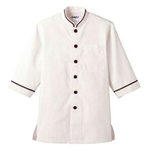 ショップコート オフホワイト×ブラウン 白×茶 3L D-1130 サーヴォ サンペックスイスト 業務用 ユニフォーム 制服