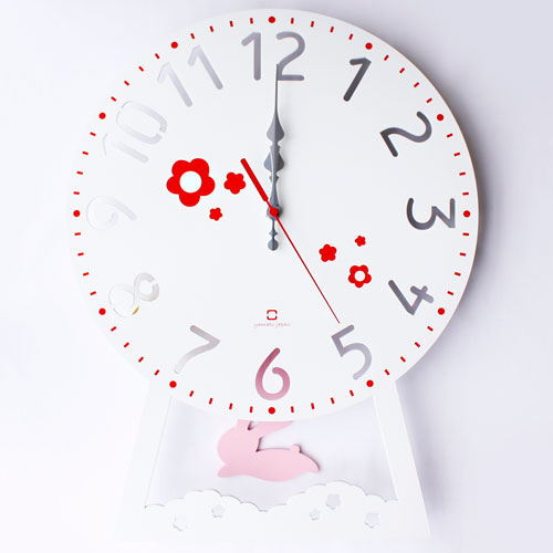 送料無料 ヤマト工芸 人気 振り子時計 CHILD clock ☆ ホワイト YK14-104-Wh 新作アイテム毎日更新 ウサギ