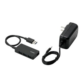 エレコム ELECOM タブレットパソコン用USBハブ ACアダプタ付きモデル ブラック U3HS-A420SBK