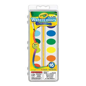 Crayola クレヨラ Washable Water Colors 16 水でおとせる水彩絵の具 16色 ミニセット ブラシ付き 530555