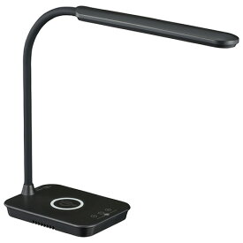 オーム電機 LEDデスクライト Qi規格ワイヤレス充電対応 USBポート付き ブラック ODS-LDQ338K-K