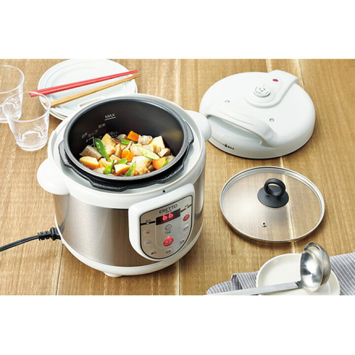 楽天市場】ERETTO mono 電気圧力鍋 3.0L（18cm・4合炊） ET-104 : Webby