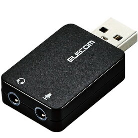 【送料無料】ポスト投函 エレコム ELECOM オーディオ変換アダプタ USB-φ3.5mm オーディオ出力 マイク入力 直挿し コンパクト ブラック USB-AADC01BK