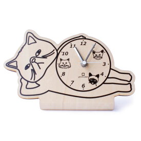 ヤマト工芸 stand clock CATS スタンド型キャッツクロック 置き時計 エキゾチックショートヘア YK19-104 時計 数字 猫 ねこ 子供部屋 天然木 木製 木 日本製