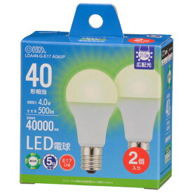 オーム電機 LED電球 小形E17 40形相当 昼白色 2個入 LDA4N-G-E17 AG62P