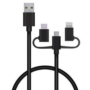 �G���R�� ELECOM 3in1�X�}�[�g�t�H���pUSB�P�[�u�� 0.3m �u���b�N MPA-AMBLCAD03BK