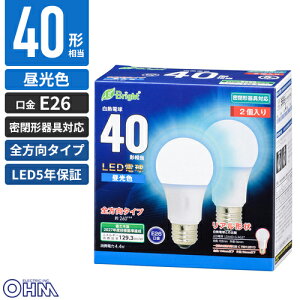 �I�[���d�@ LED�d�� E26 40�`���� �S���� �����F 2���� LED5�N�ۏؑΏ� LDA4D-G AG27 2P
