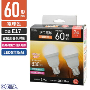 �I�[���d�@ LED�d�����` E17 60�`���� �d���F 2�� LDA6L-G-E17 IS53 2P